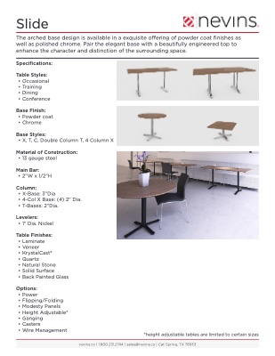 Slide Specification Sheet | 1-800-231-2744